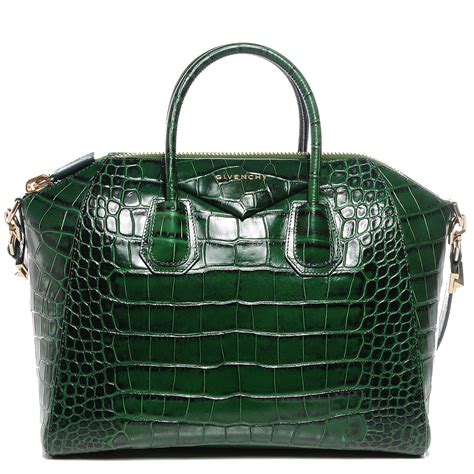 givenchy antigona croc embossed green